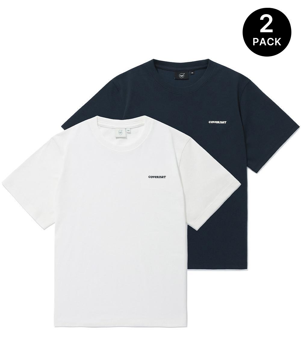 우먼 에센셜 2-PACK 티셔츠 화이트+다크 네이비